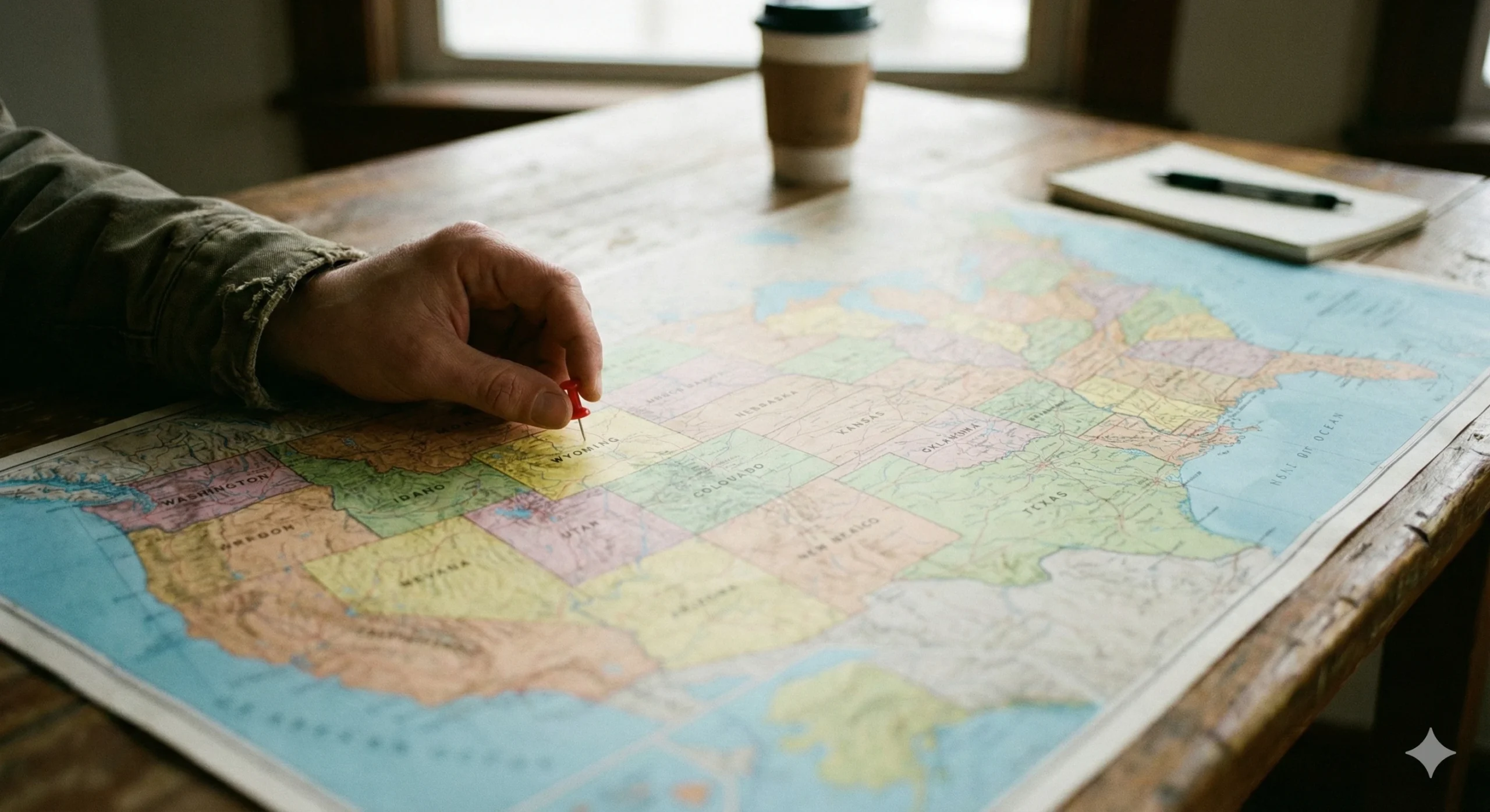 Map of USA highlighting Wyoming