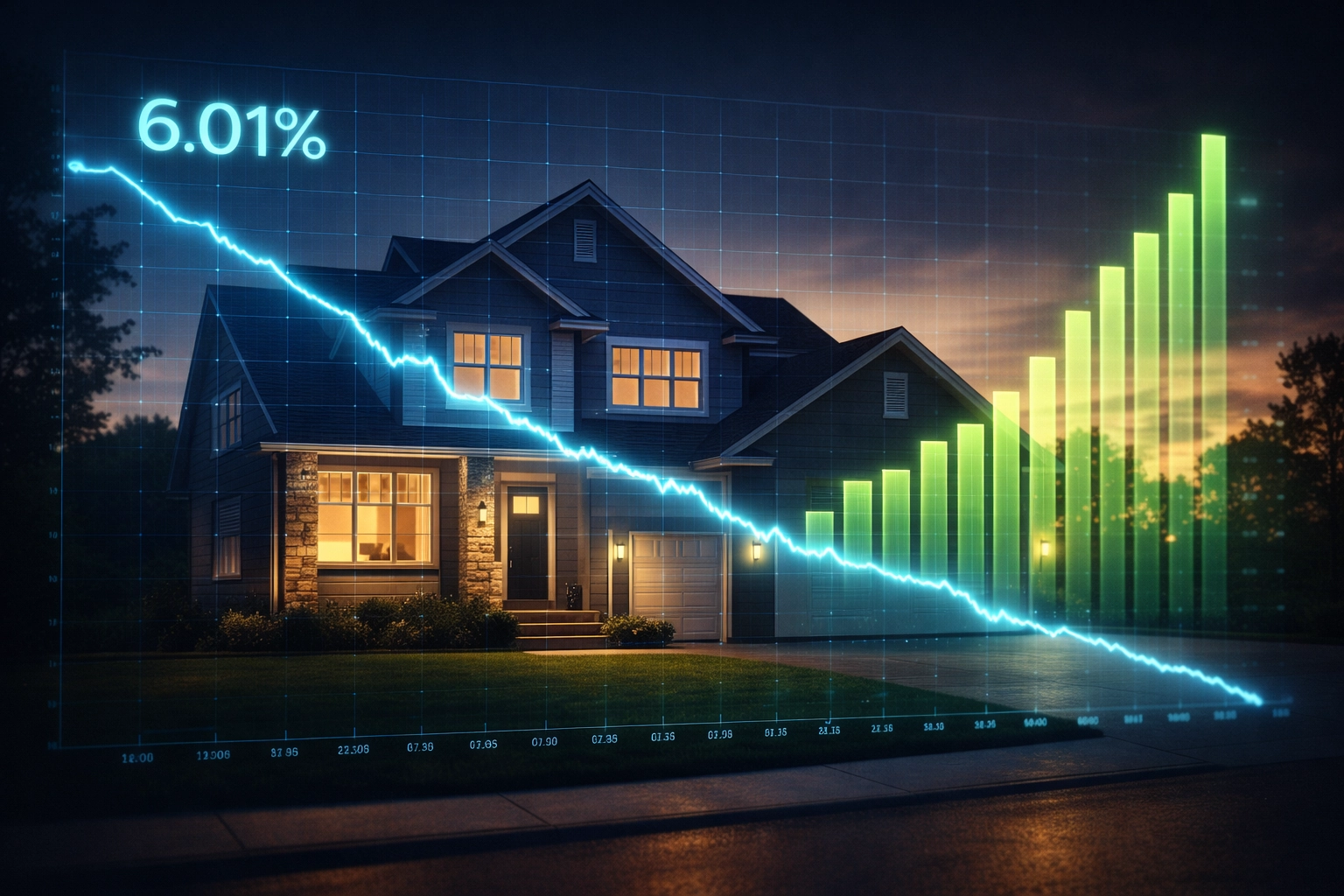 30‑Year Mortgage Rate Drops to 6.01%: 7.1% Refi Surge, But Purchases Lag