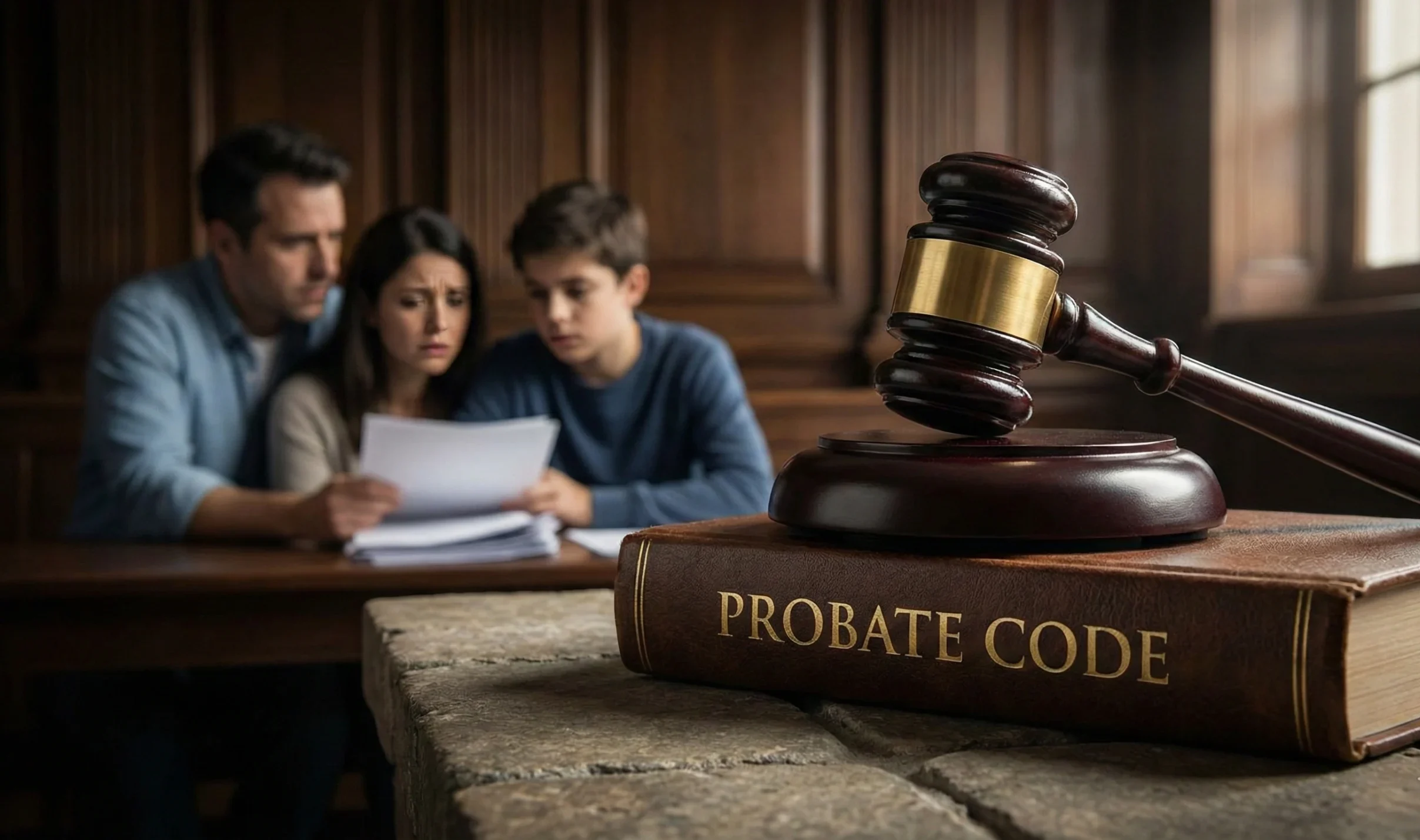 Wooden gavel representing the barrier of Probate Court blocking family inheritance
