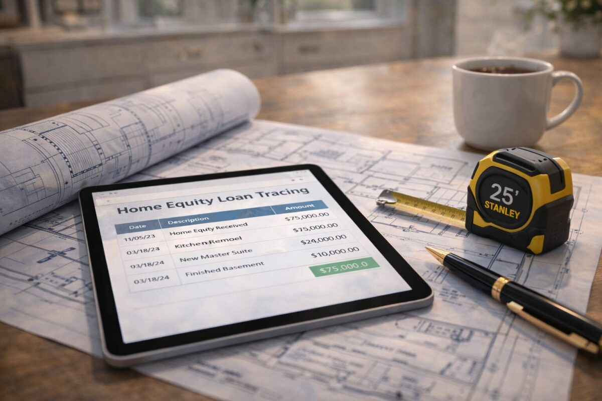 home renovation blueprints and financial planning calculator