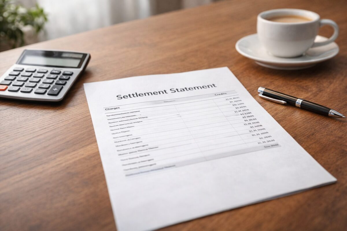 homeowner reviewing real estate closing documents and capital gains tax forms