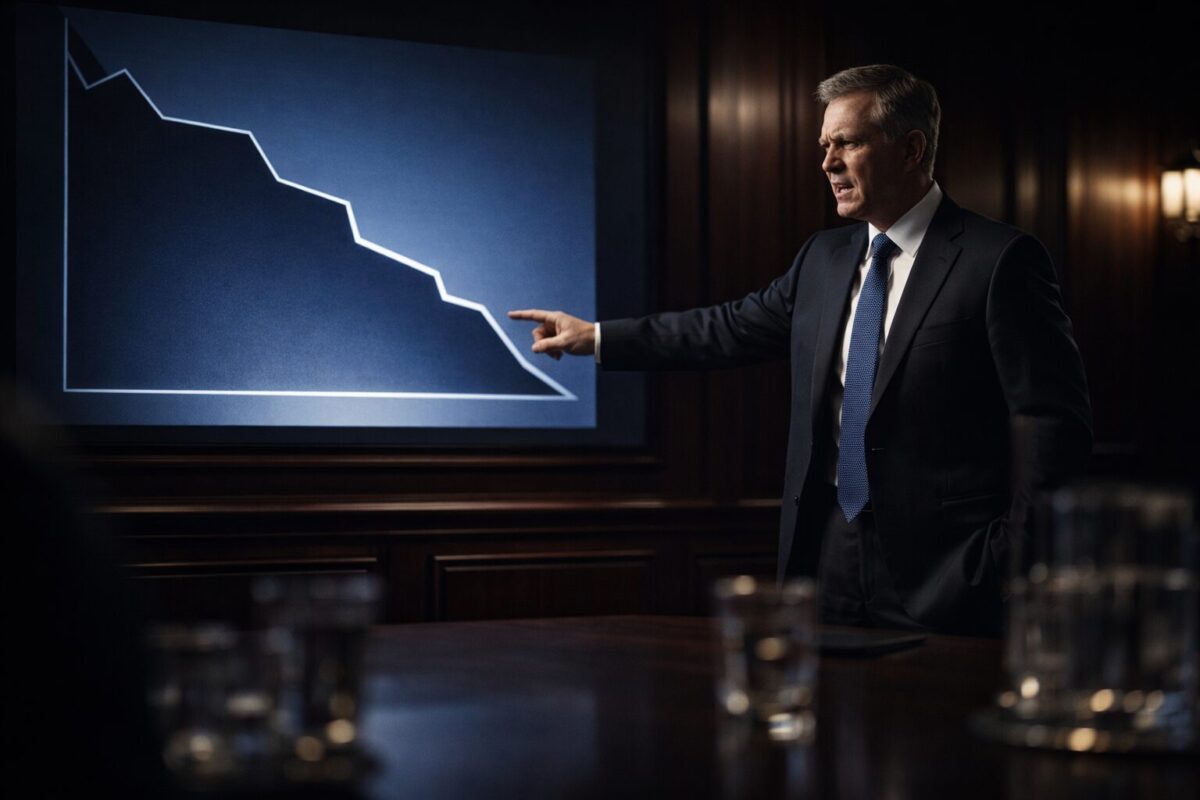 tense boardroom meeting where a sharp Caucasian tax attorney urgently points to a projected financial graph showing a steep drop in 2026 tax exemptions while addressing a UHNW family
