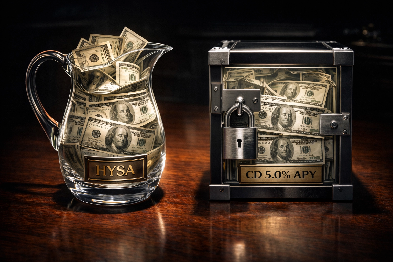 CD vs HYSA Liquidity and Locked Interest Rates Concept