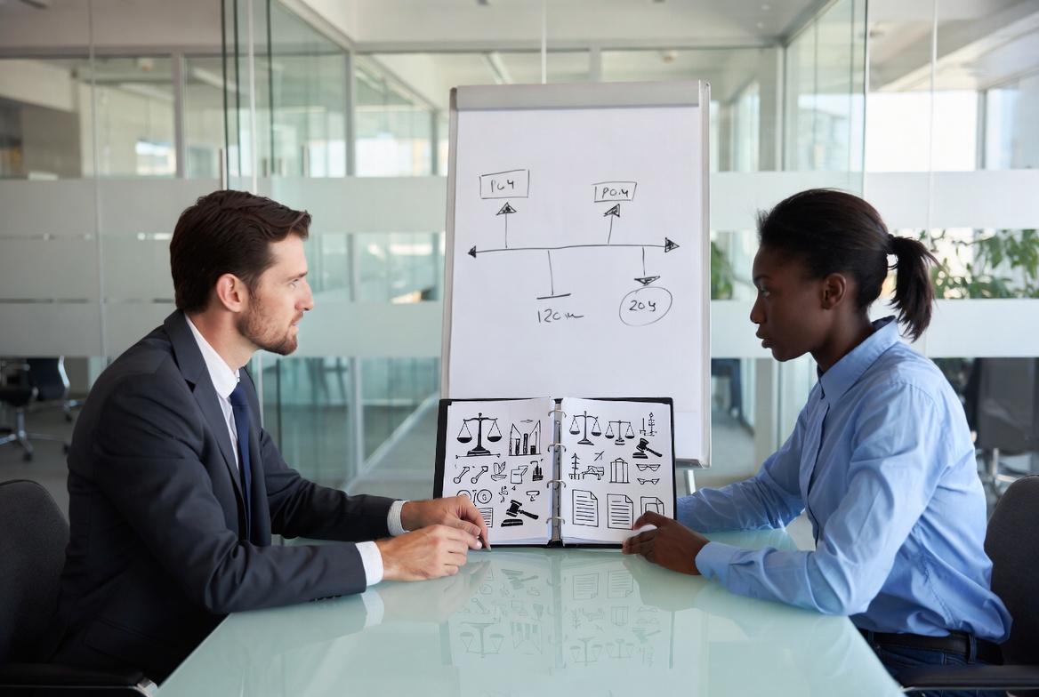 A family and attorney mapping out a trust funding timeline on a glass whiteboard