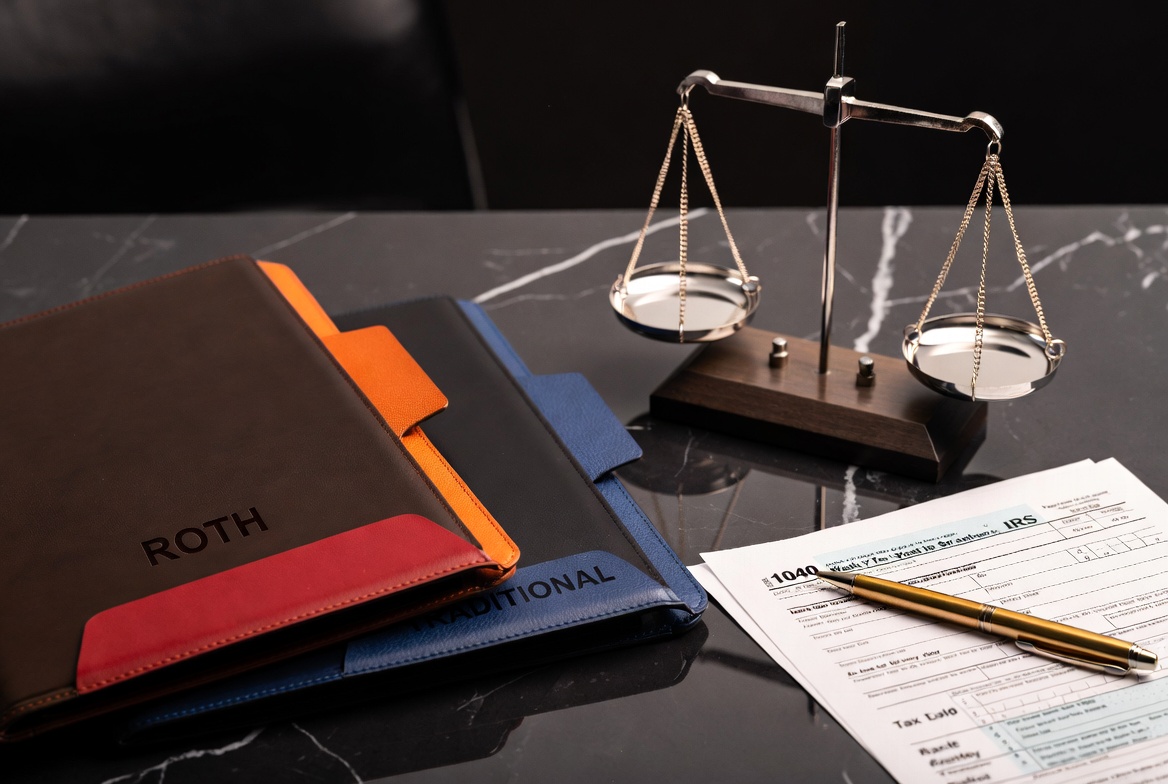 Roth IRA vs Traditional IRA Tax Strategy Concept